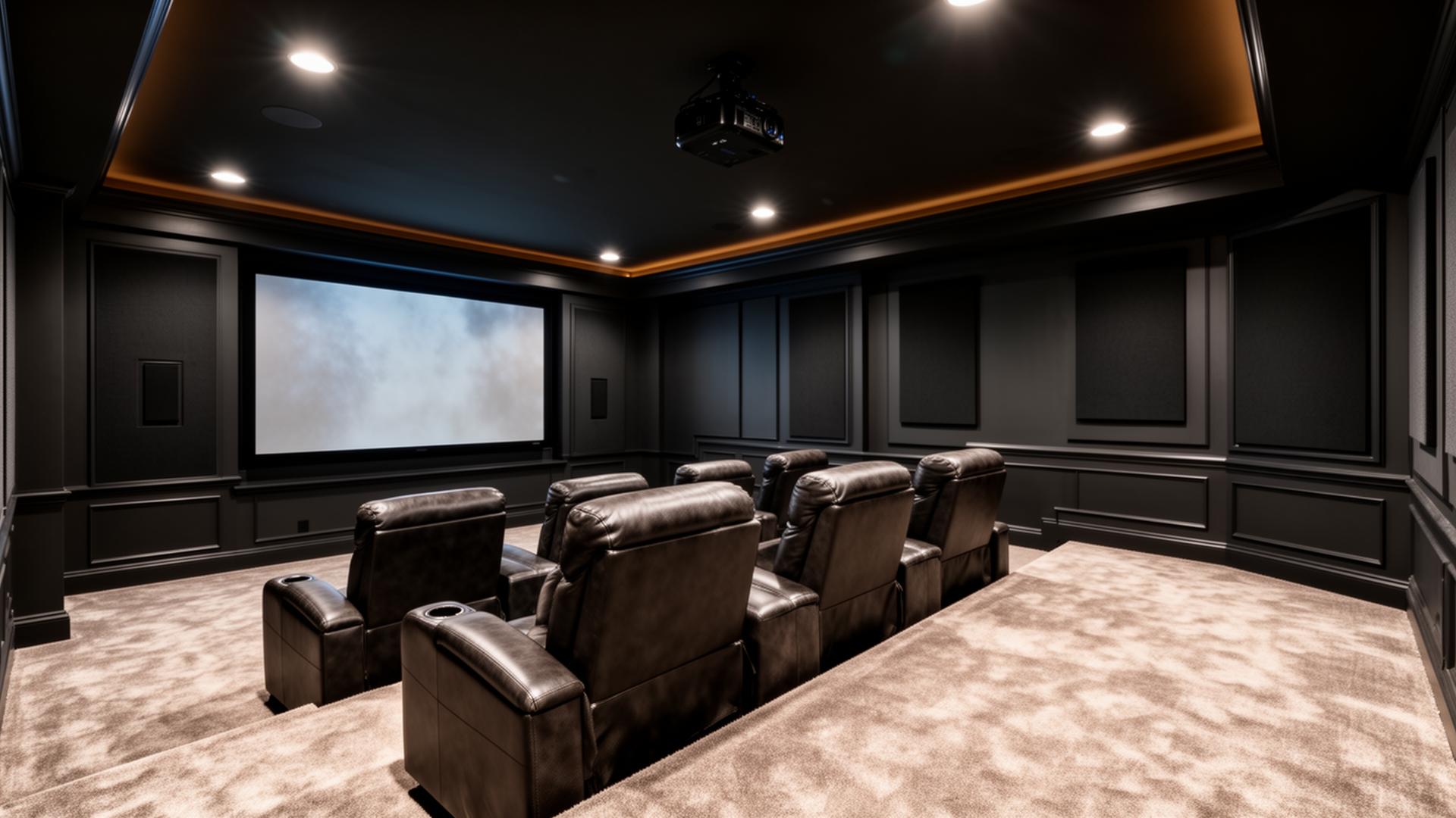 Basement home theater with reclining seats