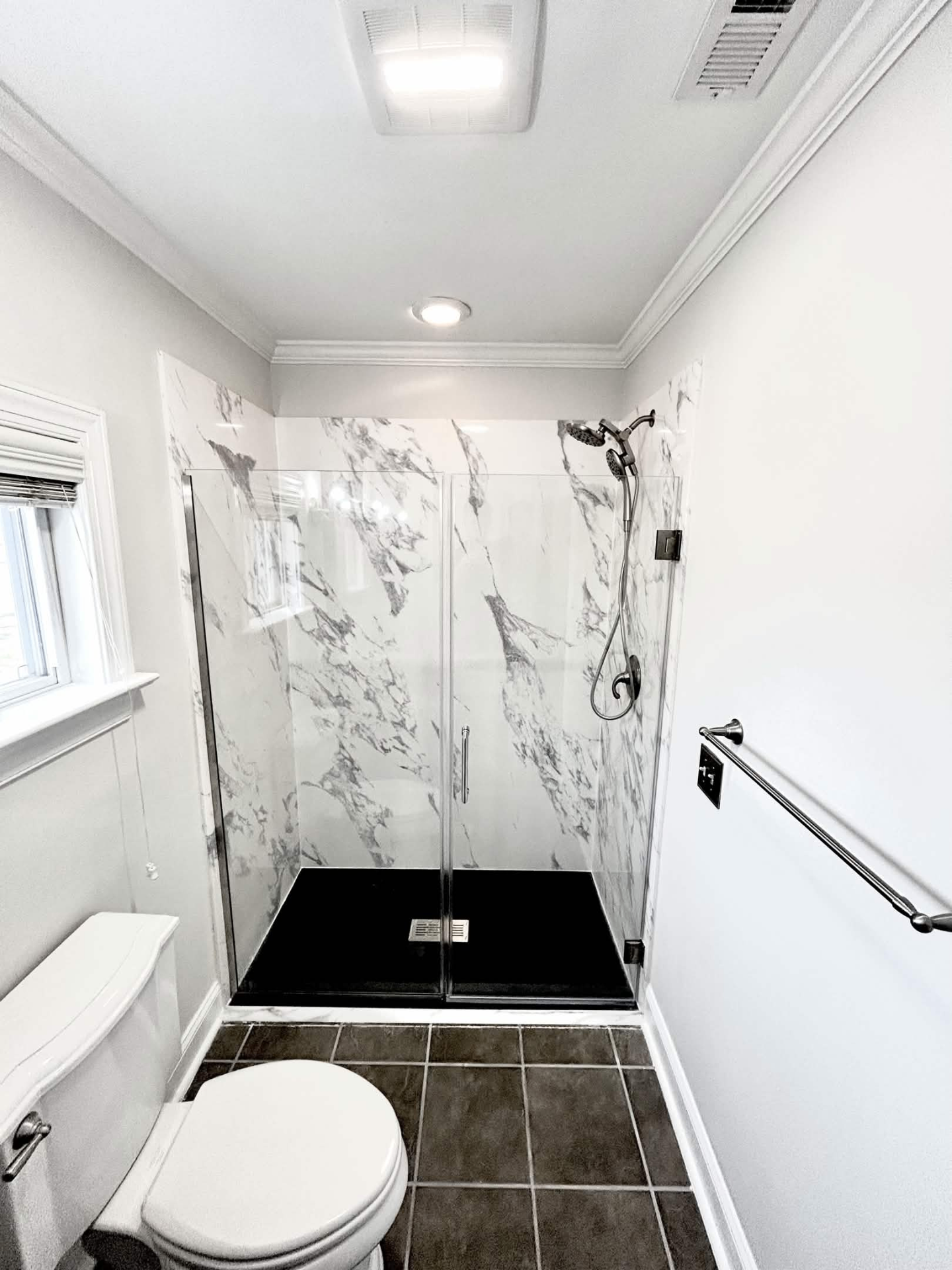 Marble walk-in shower conversion