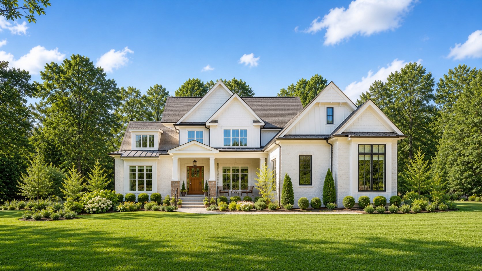 Bright, expansive custom home with landscaped front lawn