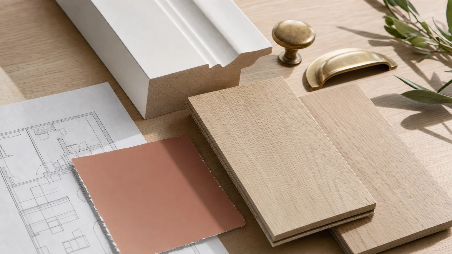 Other home improvement: coordinated flooring, paint, and trim samples