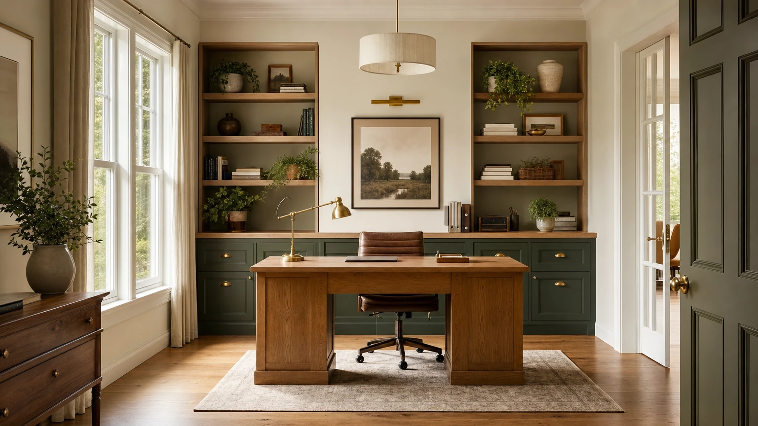 Other home improvement: custom office built-ins and useful lighting